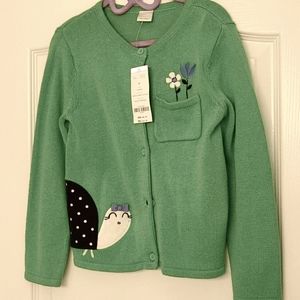 Green turtle button sweater